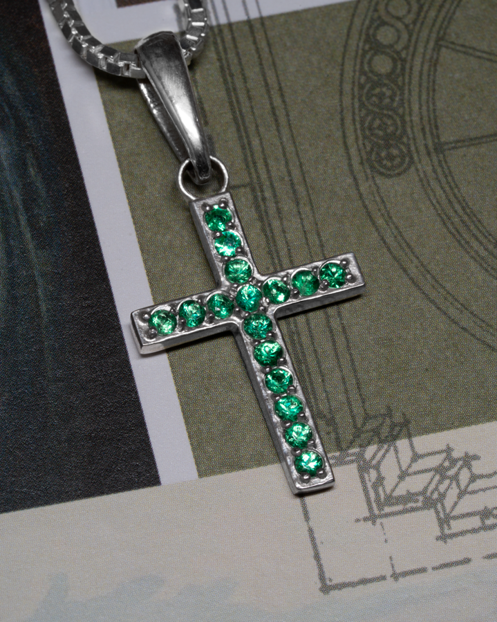 Cross Necklace - Emerald