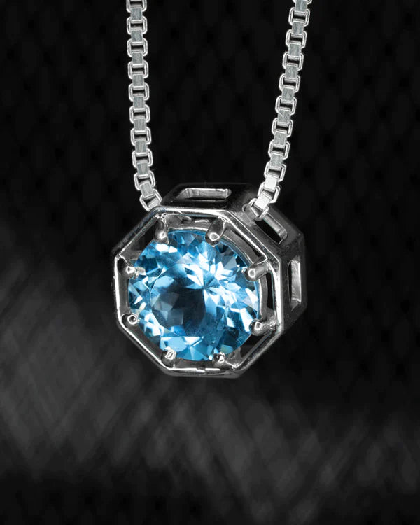 Octagonal Pendant - Sky Topaz